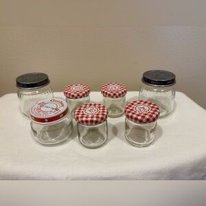 3 Gerber Baby Food Jars & 4 Swiss Colony Mini Jam Jars W/Lids Vintage Clean